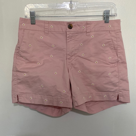 OLD NAVY EVERY DAY SHORTS Pink Embroidered Sunflowers Short Sz 10 - Picture 2 of 12